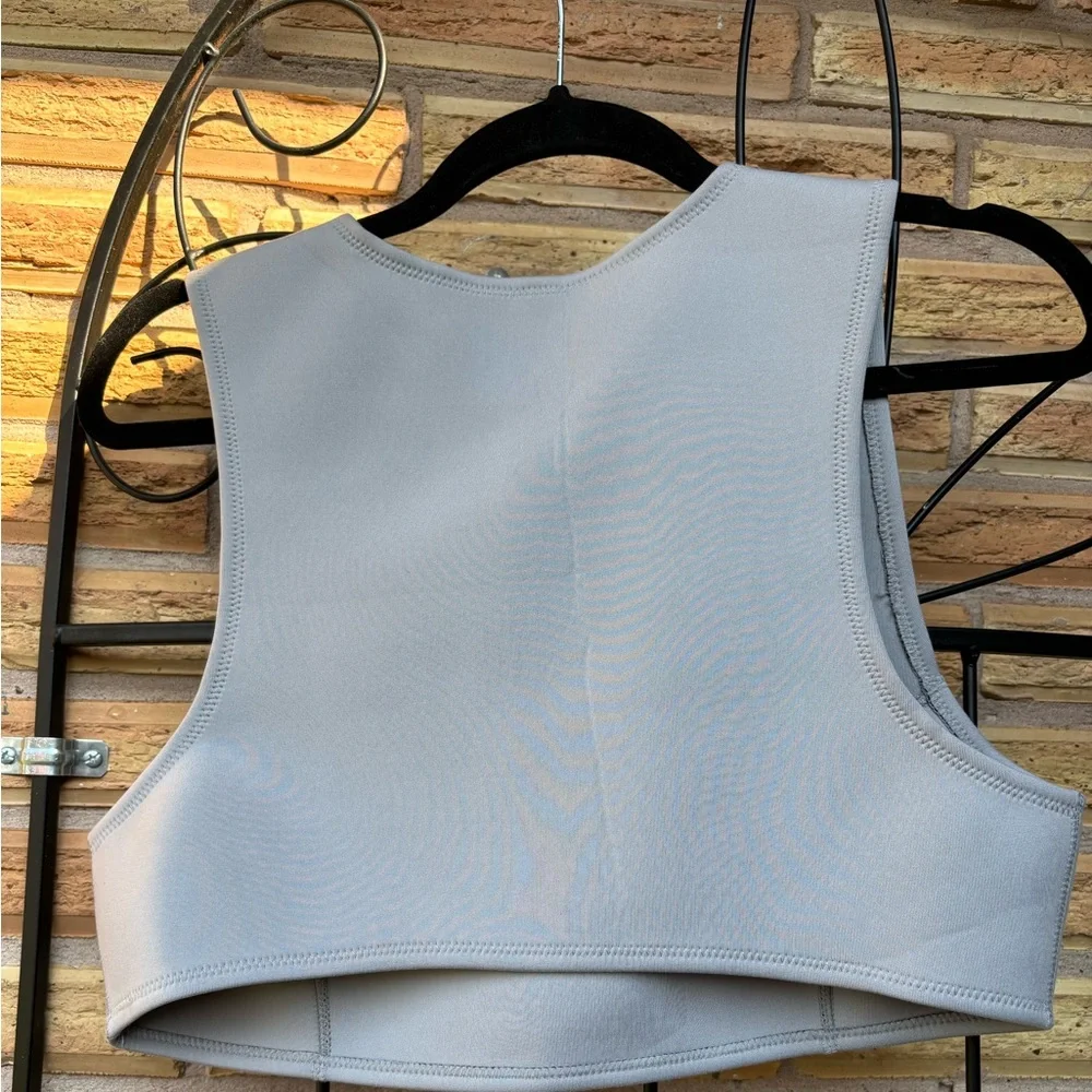 SKIMS Chrome scuba swim high neck Bikini top NWT
